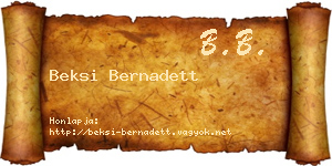Beksi Bernadett névjegykártya